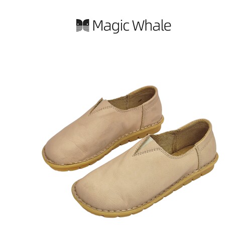 MAGICWHALE疯马油蜡真牛皮休闲皮鞋懒人一脚蹬宽楦个性通勤手工鞋