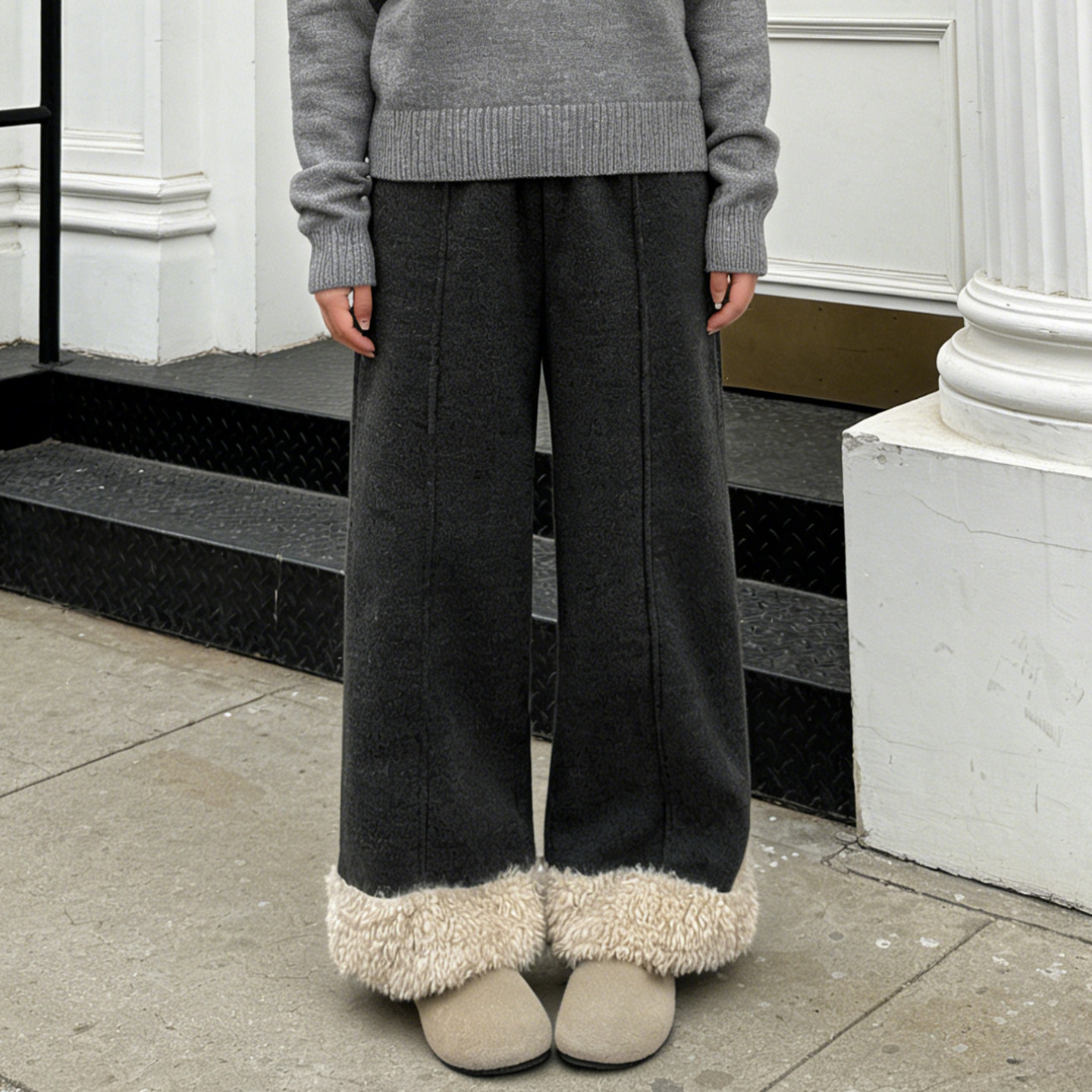 大码胖mm复古宽松加绒保暖羊羔毛休闲裤女加厚小众高级感阔腿卫裤,女装/女士精品,大码裤装,淘宝优惠券,粉丝福利购,淘宝优惠卷