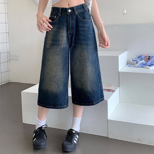 300斤大码美式复古水洗牛仔裤女