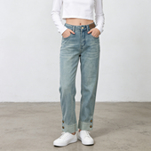 女九分显瘦小个子阔腿裤 2026春夏大码 胖mm复古高腰直筒弹力牛仔裤