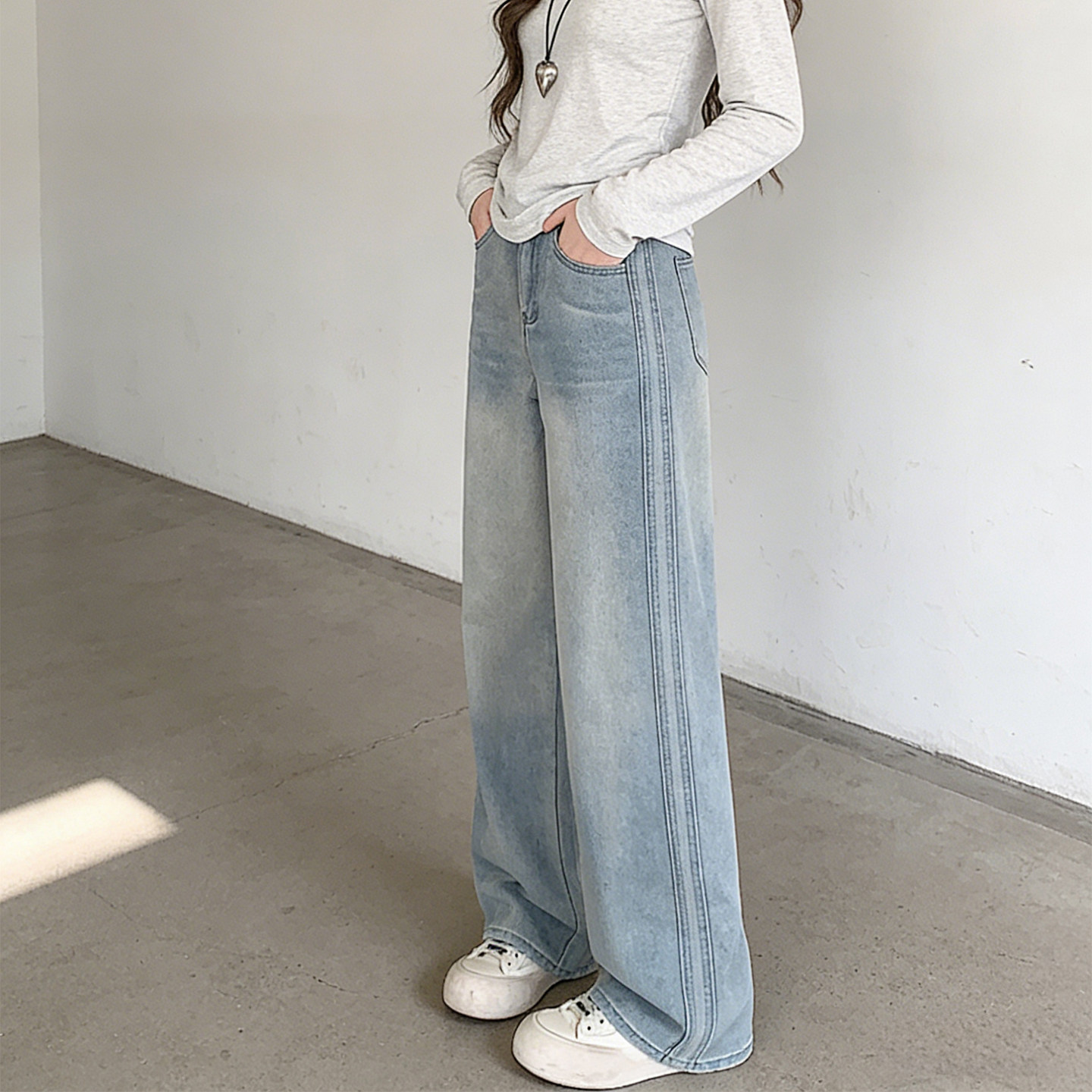 2026春季大码胖mm复古高腰直筒牛仔裤女宽松显瘦百搭拖地阔腿裤子,女装/女士精品,大码裤装,淘宝优惠券,粉丝福利购,淘宝优惠卷