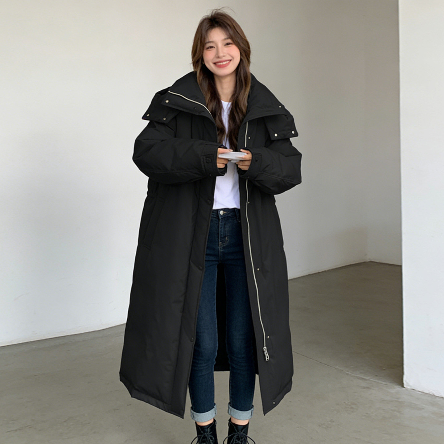 大码女装胖mm黑色中长款连帽棉服女冬季加厚保暖宽松显瘦棉衣外套,女装/女士精品,大码棉服,淘宝优惠券,粉丝福利购,淘宝优惠卷