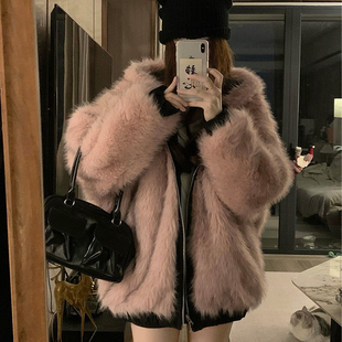 棉衣外套 宽松显瘦加厚保暖毛绒工装 大码 胖mm连帽双面穿棉服女冬季