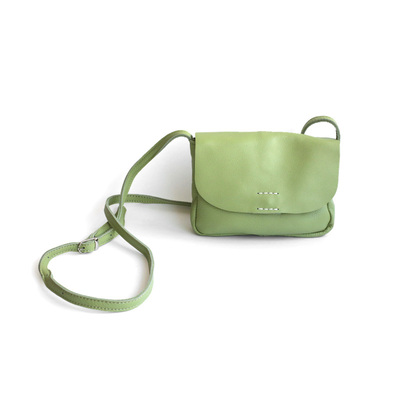 头层牛皮苹果绿夏天迷你小号