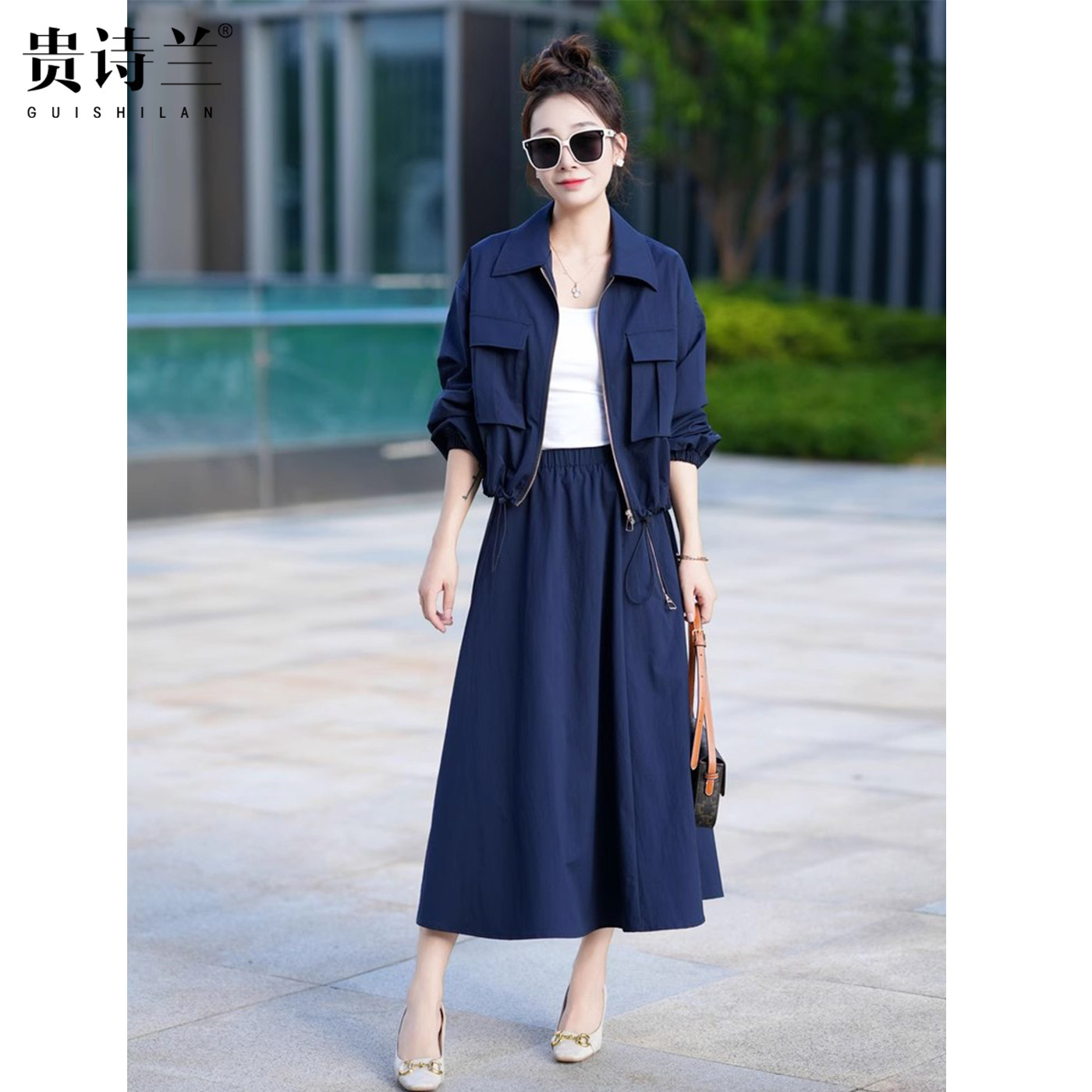 妈妈套装秋2025新款洋气减龄大码两件套中老年女春秋休闲半身裙