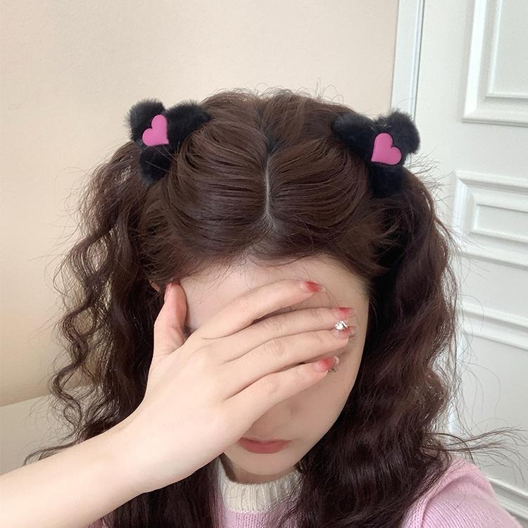 2023年韩版爱心小号毛绒抓夹发夹少女可爱后脑勺发卡头发夹子头饰