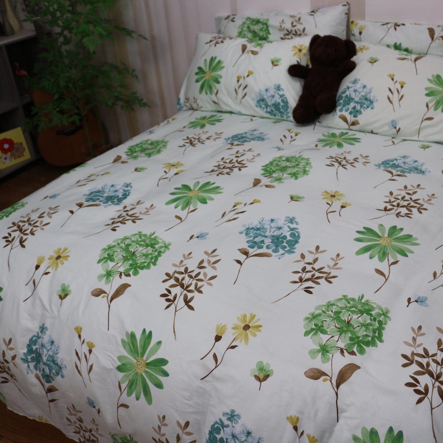 单品床单纯棉斜纹全棉床笠榻榻米炕单人双人加大定做浅色ins大花