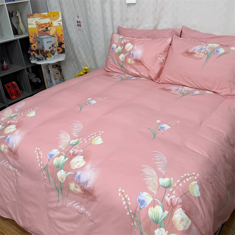 全棉床单100%纯棉床单被单简约田园复古大花卉清新国风床笠炕褥单