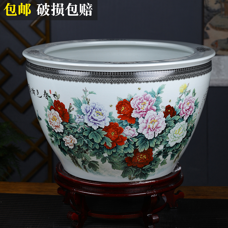 陶瓷鱼缸养金鱼缸睡莲盆荷花缸碗莲缸乌龟大水缸盆客厅摆件景德镇