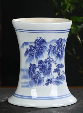 景德镇陶瓷缸落地立柱式客厅大号吸水石盆庭院单瓷脚陶瓷立柱仿水