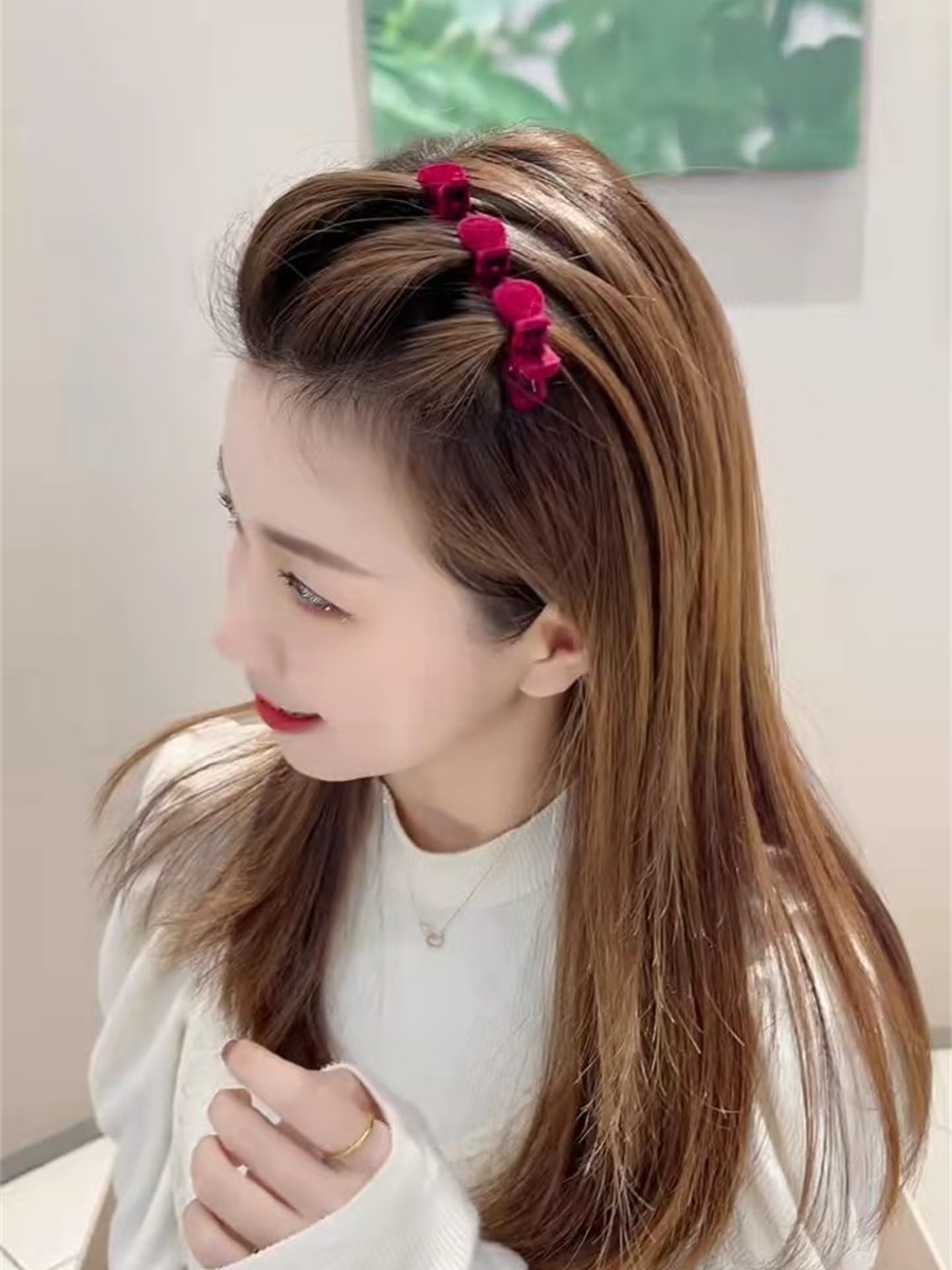 韩版减龄编发发夹女网红新款植绒碎发夹子侧边发卡俏皮甜美发饰