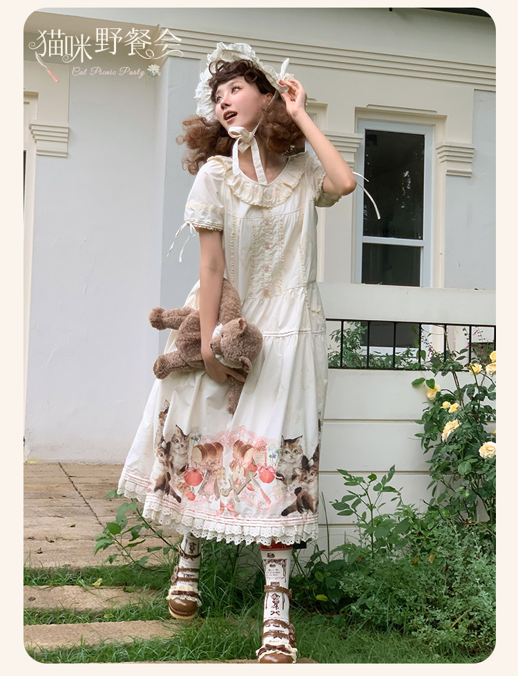 【掉落】猫咪野餐会9.26--10.26，一周发。长款麻袋纯棉印花裙,模玩/动漫/周边/娃圈三坑/桌游,lolita洛丽塔连衣裙,淘宝优惠券,粉丝福利购,淘宝优惠卷