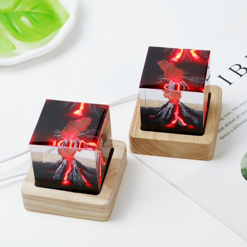立方体火山喷发广岛之恋核爆蘑菇云小夜灯床头灯氛围灯摆件礼物