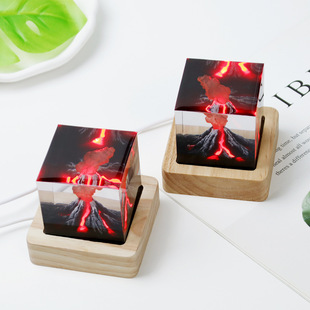 立方体火山喷发广岛之恋核爆蘑菇云小夜灯床头灯氛围灯摆件礼物