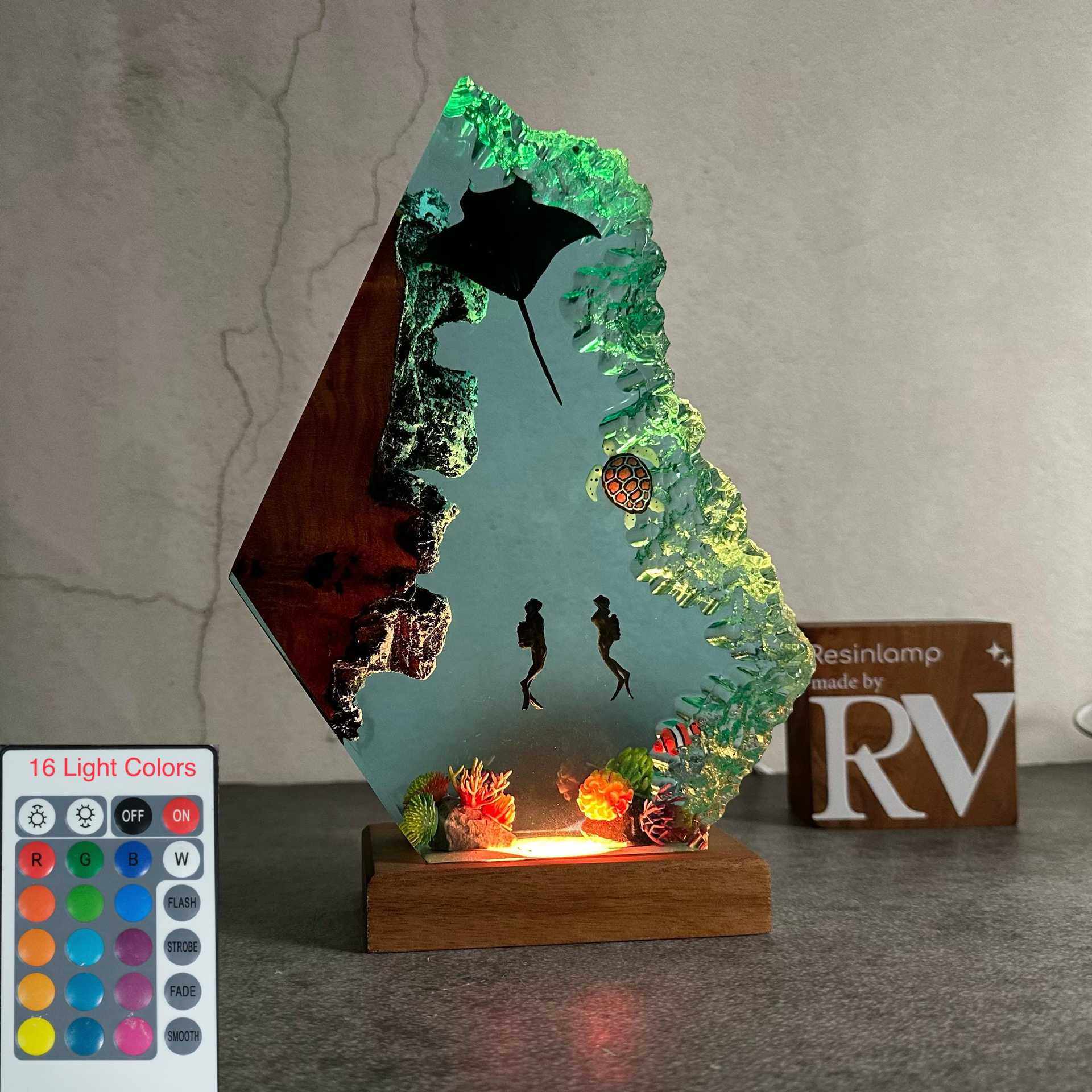 把海洋带回家魔鬼鱼海龟潜水员水母珊瑚礁小夜灯床头灯氛围灯摆件,家居饰品,桌面摆件,淘宝优惠券,粉丝福利购,淘宝优惠卷