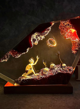 树脂灯Lamp Resin Epoxy指环王魔戒咕噜姆骷髅情人节男朋友礼物