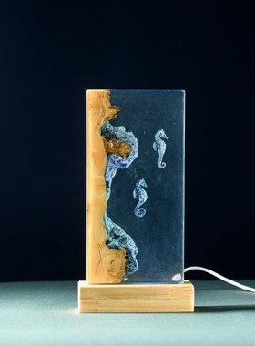 海底世界景观溶洞海马小夜灯床头灯氛围灯哥特式海马摆件礼物