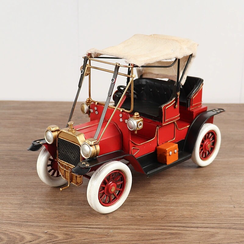 1911年福特t型老爷车汽车模型复古铁皮做旧手工艺品收藏装饰摆件