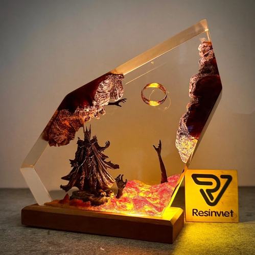 实木树脂指环王魔王索伦之戒魔戒火山喷发小夜灯床头灯氛围灯摆件