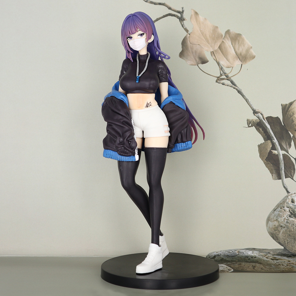 口罩少女尤娜手办 二次元美少女桌面机箱摆件 少女尤娜礼物