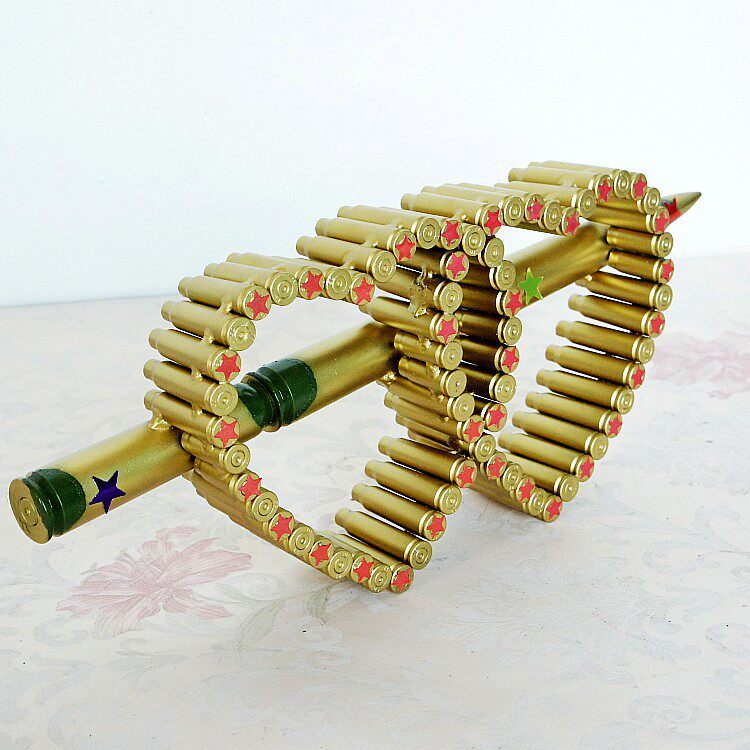 手工子弹壳模型心心相印摆件工艺金属一箭穿心部队纪念礼物双心箭