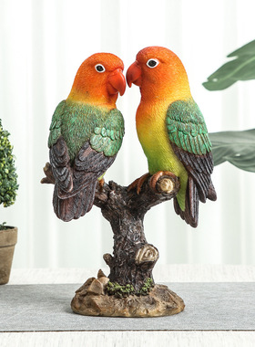 爱情鸟鹦鹉大嘴鸟摆件北欧家居客厅电视柜新房装饰品情侣结婚礼物