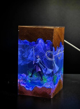 手作指环王魔戒王者阿拉贡实木树脂小夜灯床头氛围灯创意礼物摆件