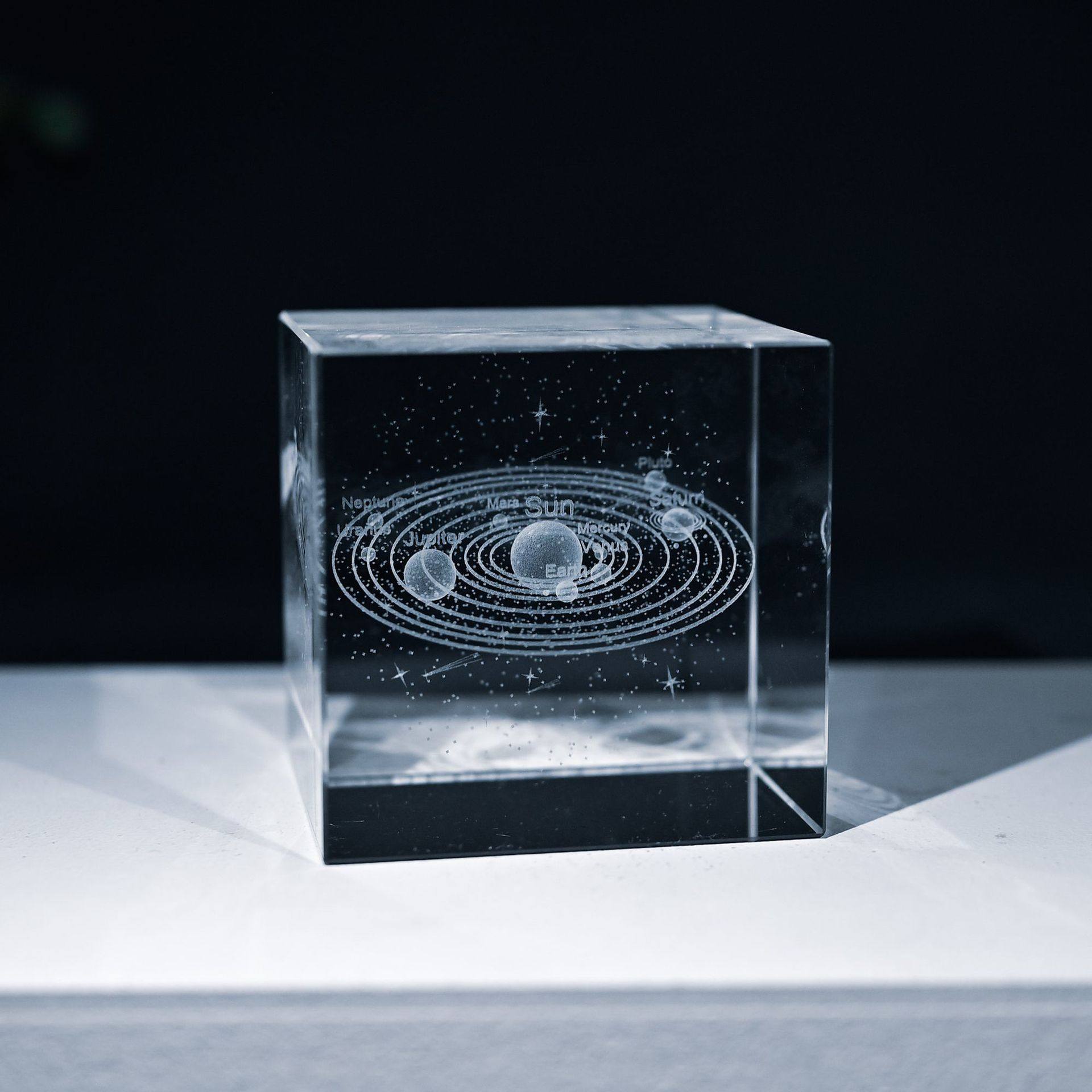 水晶太阳系银河系月球地球立方体书桌治愈摆件儿童房装饰创意礼物