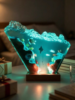 Underwater world, ocean manta rays, sea turtles, jellyfish, ambient lights, night lights, resin handicrafts, desktop creative gifts thumbnail 2