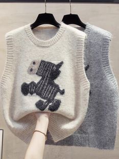 圆领针织马甲背心女2025春季 宽松外穿马夹叠穿外搭毛衣坎肩潮 新款