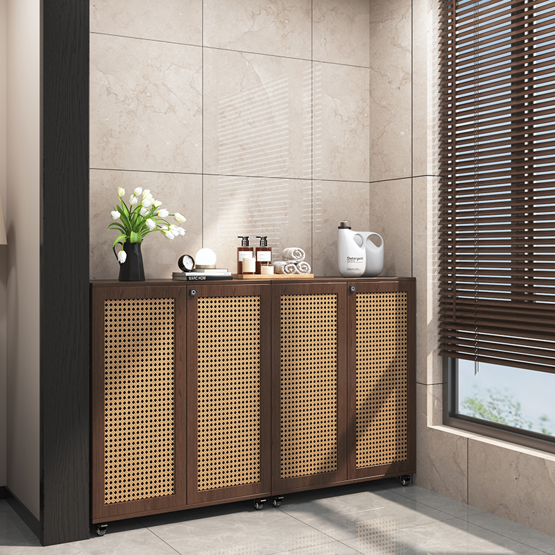 中古风可移动带锁阳台收纳储物柜