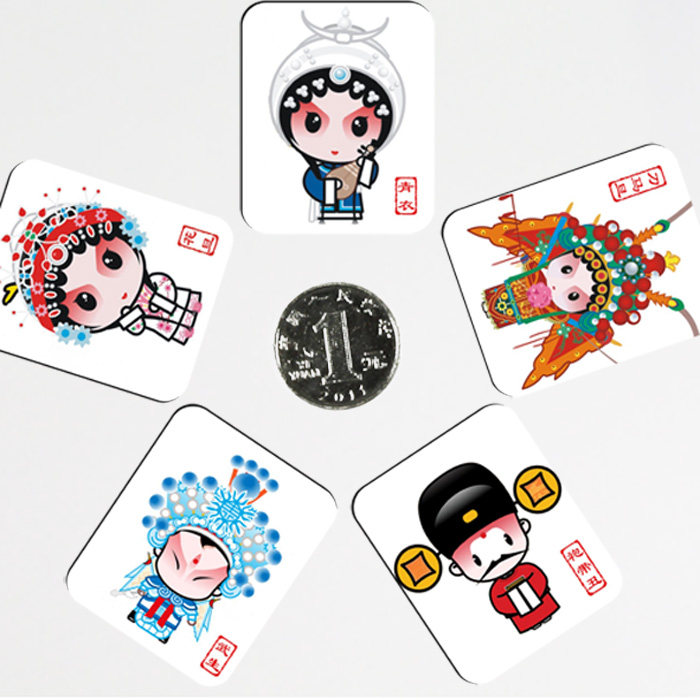 中国特色中国国粹 q版卡通京剧脸谱软磁冰箱贴 创意磁贴 铁盒包装