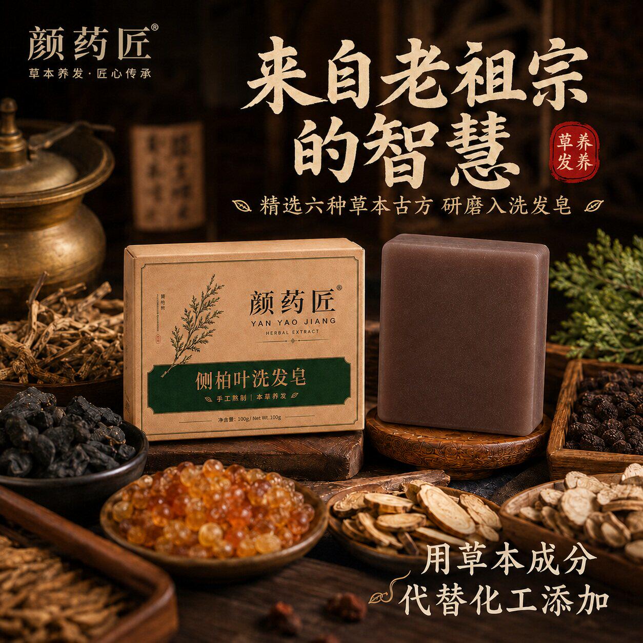 手工洗发皂侧柏叶植物洗护法油头清爽蓬松