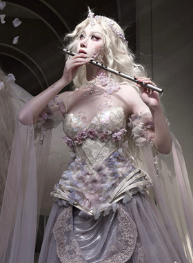 血液供给原创◆月光兽灵 花朵鱼骨胸衣精灵风仙气修身礼服上衣春