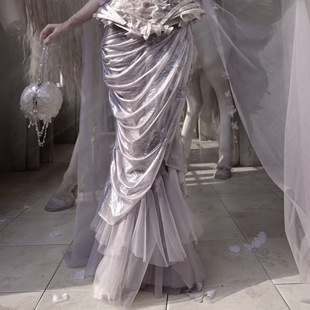 春 精灵风烫银仙气礼服鱼尾裙半身裙套装 血液供给原创 月光兽灵