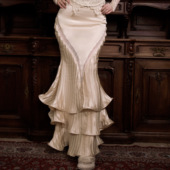 爱神 诗匣 法式 血液供给原创 洛可可缎面长款 压皱半身裙鱼尾裙