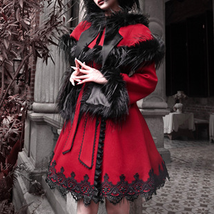 血液供给原创 哥特暗黑系斗篷蝙蝠领呢大衣圣诞节外套 新年颂歌