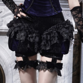 哀悼之日 哥特氛围感丝绒蕾丝裙裤 华丽南瓜裤 血液供给原创 秋季