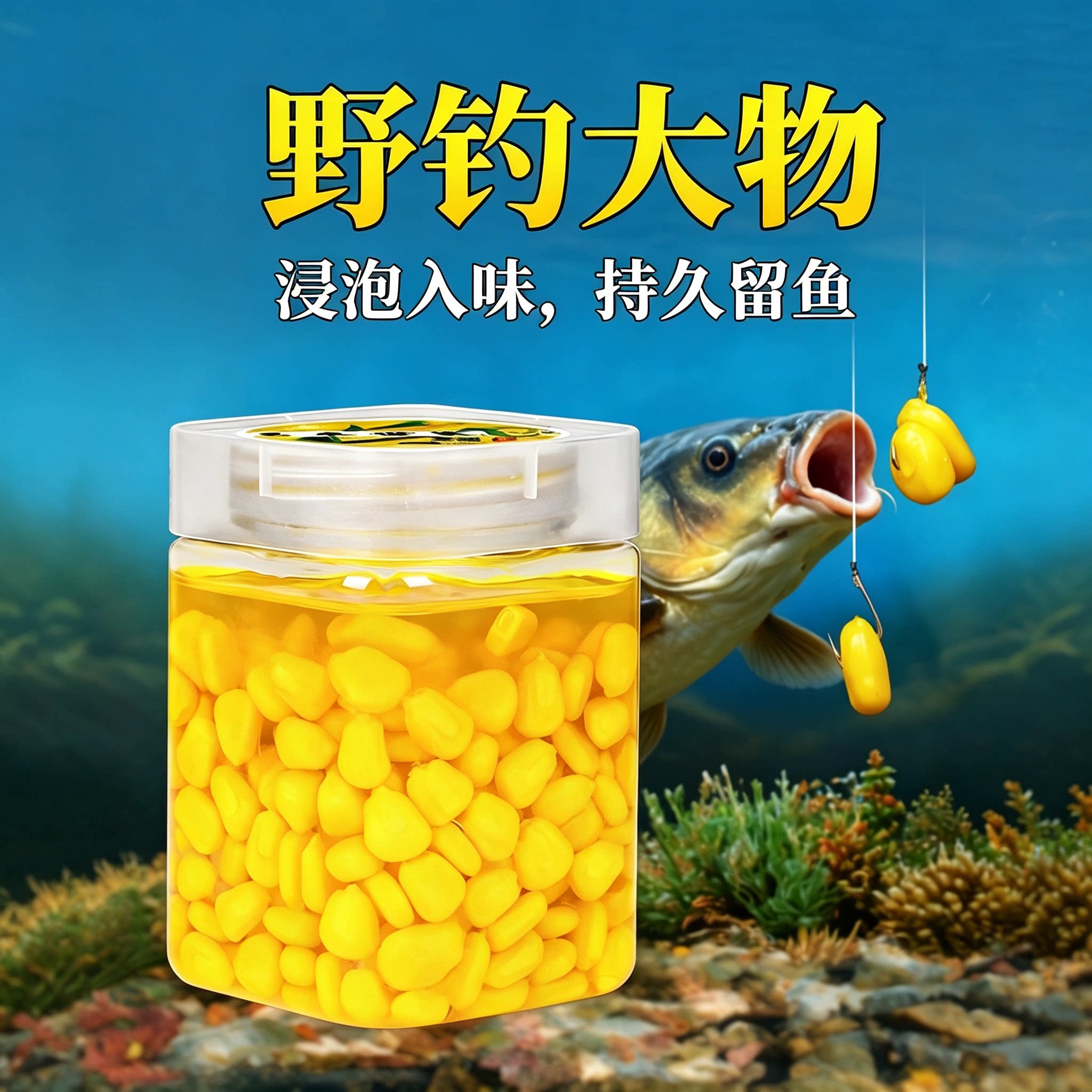 钓鱼玉米饵料鱼饵料野钓草鱼鲤鱼专用甜嫩黑坑大物翘嘴鲫鱼鲢鳙