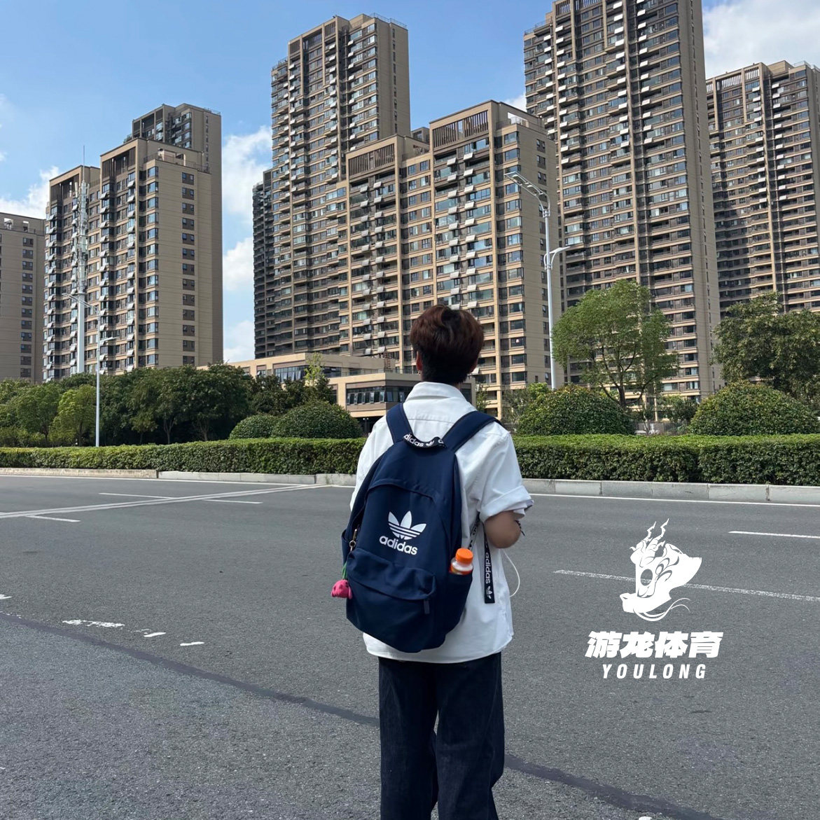 adidas三叶草大Logo双肩背包