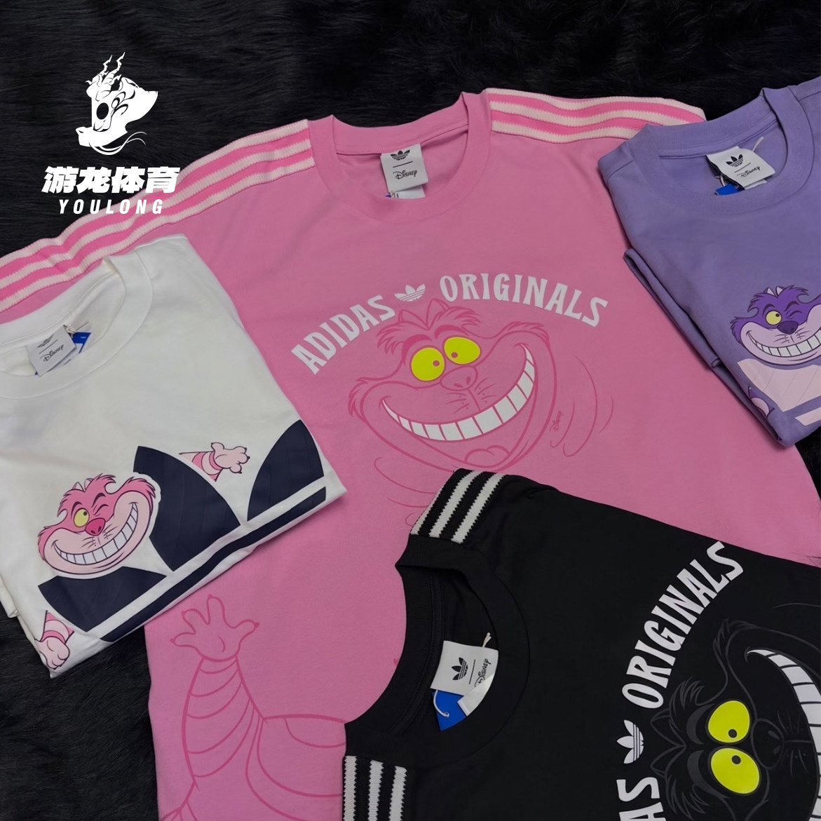 阿迪达斯Adidas三叶草迪士尼柴郡猫联名运动短袖T恤KY6270 KX5312