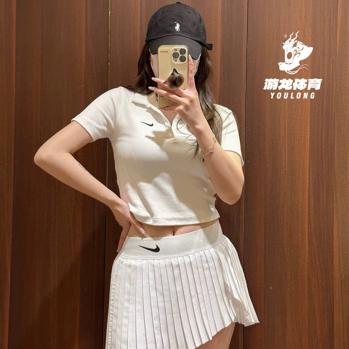 耐克女透气翻领短袖polo衫白色