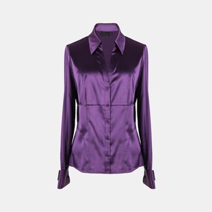 断码 气质OL大码 特价 衬衫 衬衣 仿真丝素绉缎女士收腰显瘦长袖 仅大码