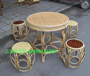 朱藤家具 休闲桌椅 圆桌圆凳 茶园桌 阳台桌凳