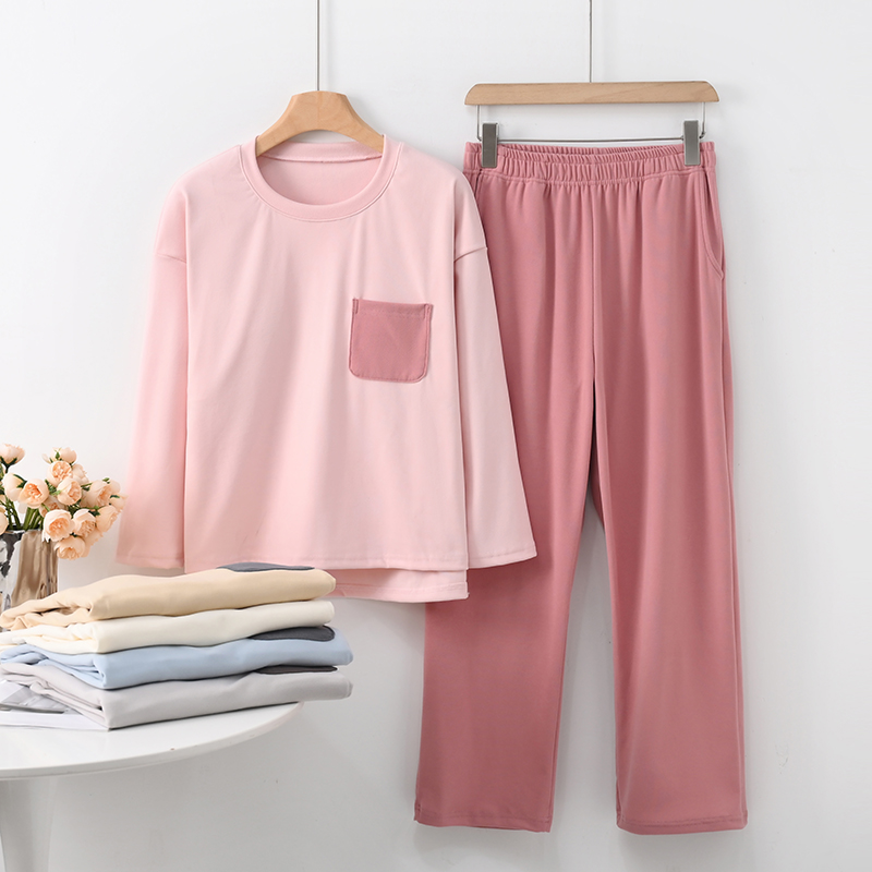 带胸垫双面磨绒女家居服睡衣套装