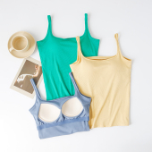 显瘦可外穿打底上衣 美背修身 白色吊带背心女2024夏季 带胸垫新款