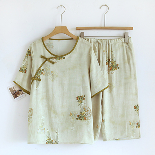 新款 竹纤维休闲清新睡衣短袖 睡衣女夏季 甜美家居服薄款 七分裤 套装