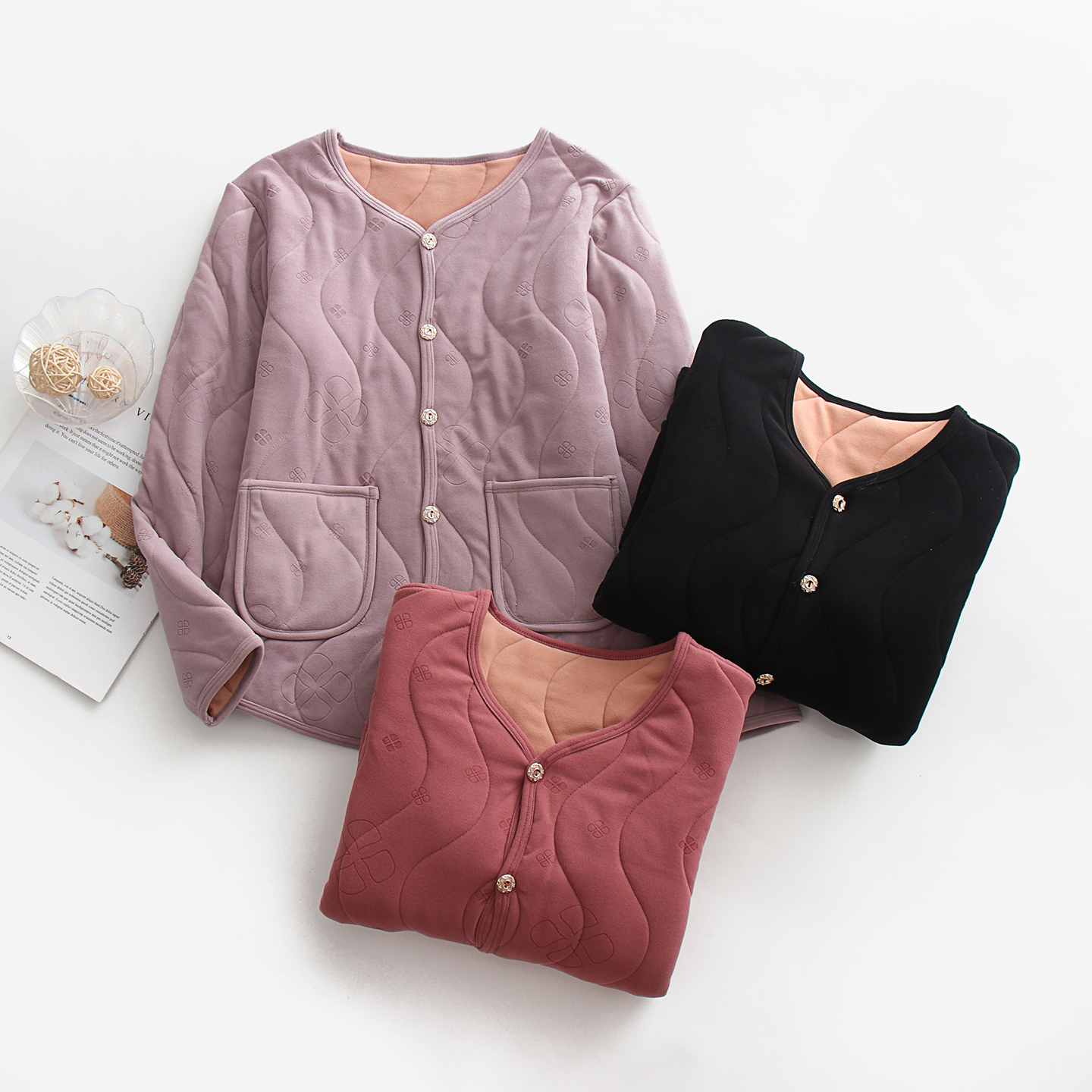 羊毛棉服开衫轻薄绒保暖上衣女秋冬三层羊绒棉衣休闲外套2025新款