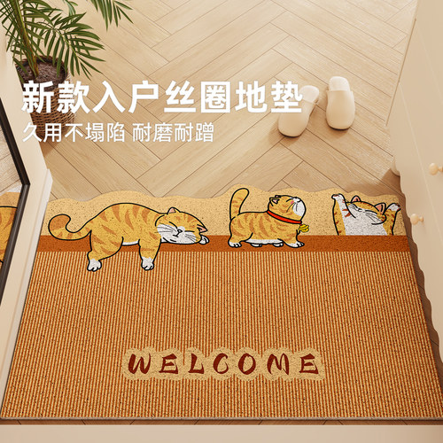 卡通猫咪丝圈入户门垫子刮泥蹭土