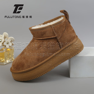福禄桐加绒保暖雪地靴女冬季2025新款短靴女士日常休闲毛绒棉鞋